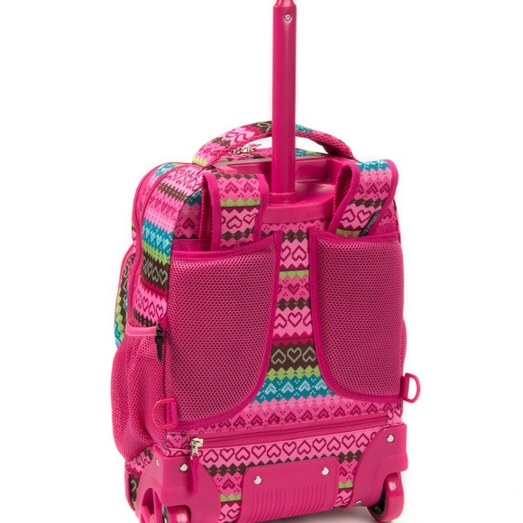 Tilami Rolling Backpack with pink hearts - Picture 4 of 4